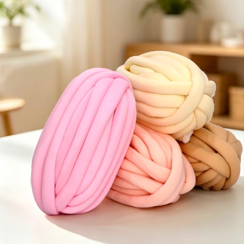 Extra-thick core-spun cotton yarn for hand-woven blankets, bags, cat nests, machine washable OHHIO export yarn