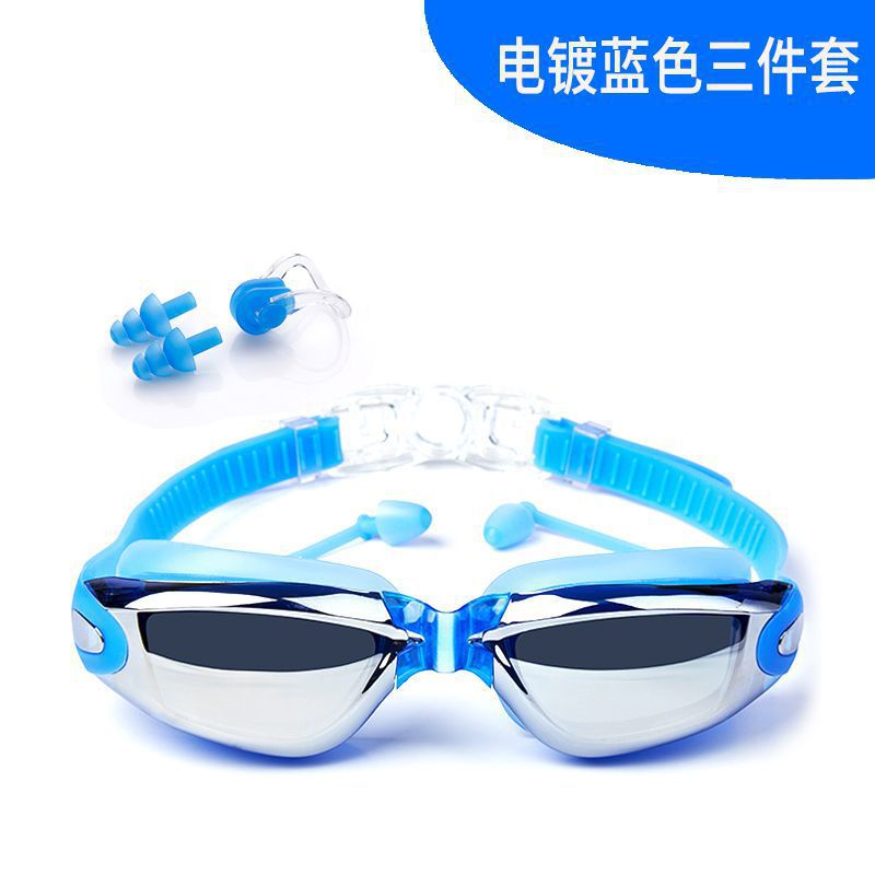 Gafas de natación para hombres de alta definición, gafas de natación anti-neblame para adultos, niños y niñas con tapones de auriculares, gafas de natación de marco grande, cubierta de sombrero