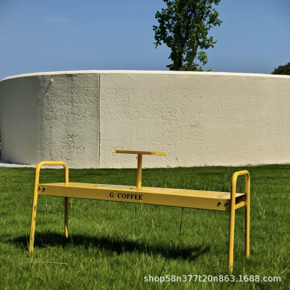 韩国INS铁艺公园长椅宠物店咖啡奶茶休息凳网红长凳户外桌椅