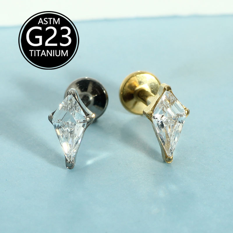 Pointed titanium steel lip stud product view