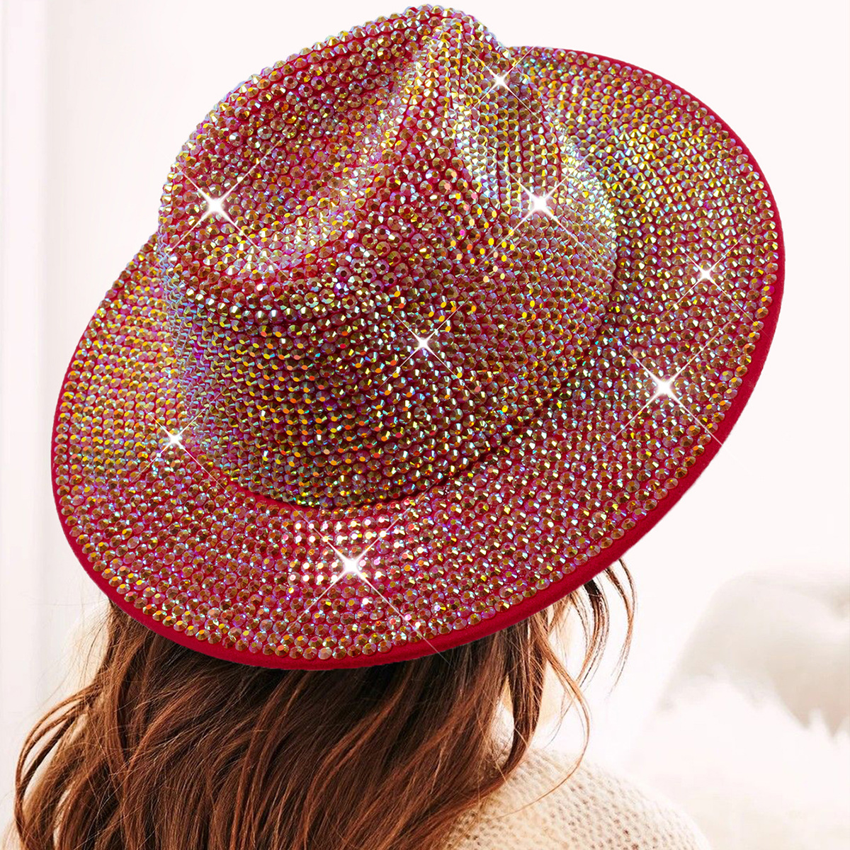 Diamante transfronterizo sombrero de vaquero rhinestone brillante láser sombrero fiesta de baile rendimiento diamante sombrero de jazz
