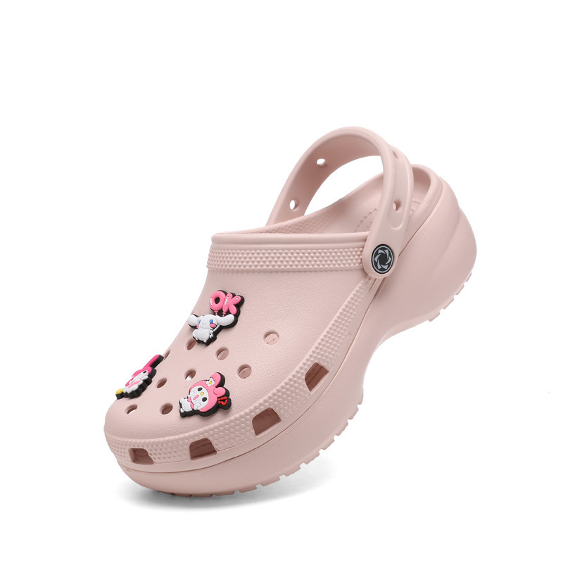 EVA Cloud Clog Shoes for Women, Summer Outdoor Wear, Thick-Soled, Non-Slip, Popular Internet Hit, Half-Covered Slippers, Cute Decorative Sandals