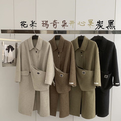 2025新款女装修身气质外套秋冬双面呢百搭时尚韩版带包羊毛大衣潮