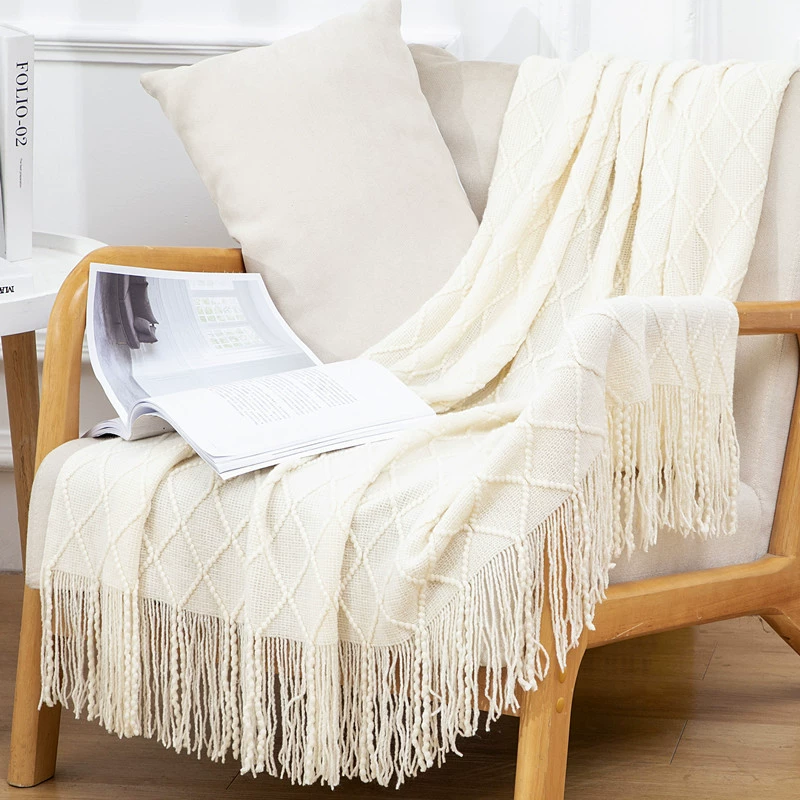 Duvet for sleep, knitted sofa, boho style