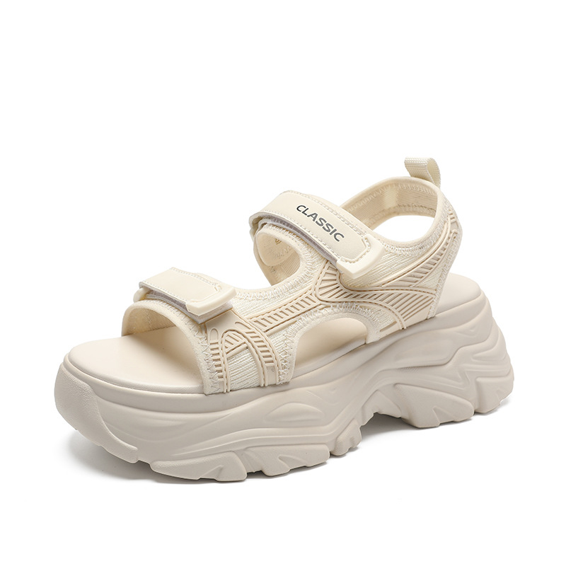 Dép sandal thể thao nữ đế dày quai chữ V dán — G750 màu đen