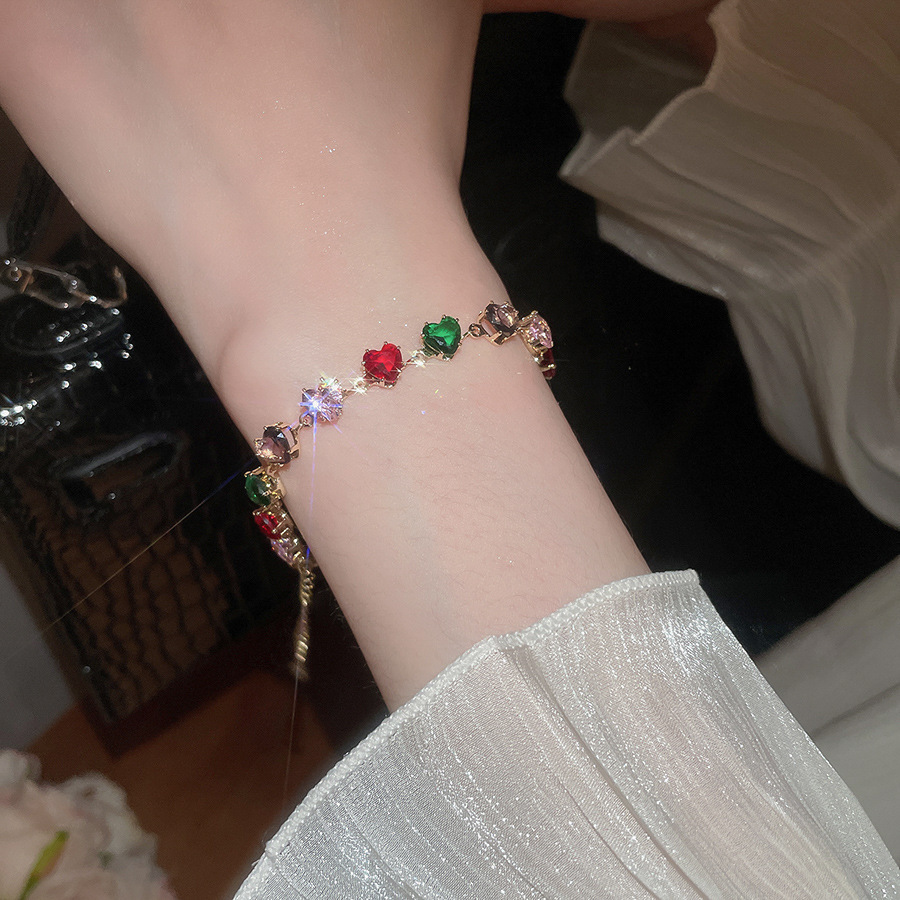 Pulsera de apertura geométrica de malla de flor de circón, pulsera retro de lujo ligero exquisito europeo y americano