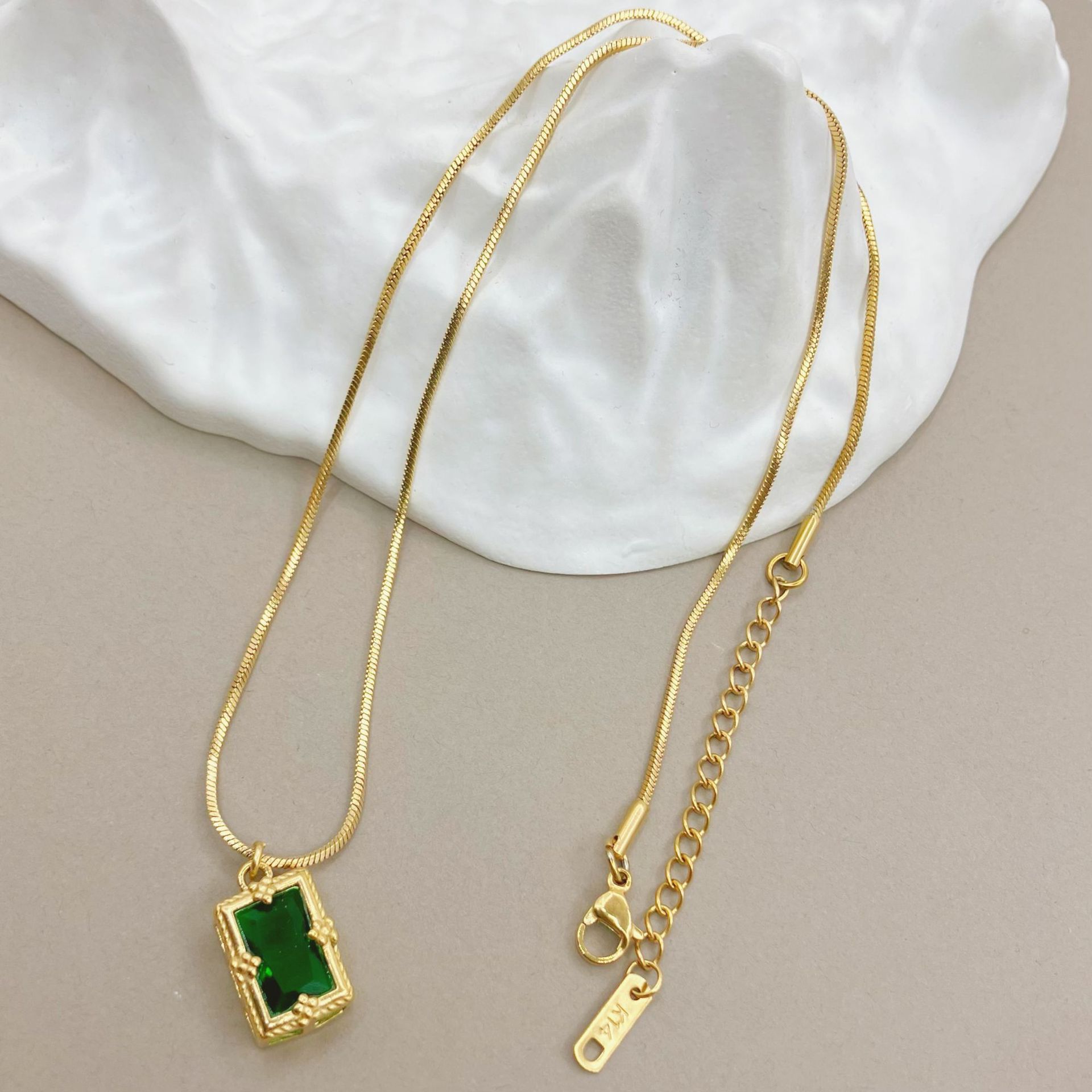 Fashion Square Stainless Steel Plating Inlay Zircon Pendant Necklace 1 Piece