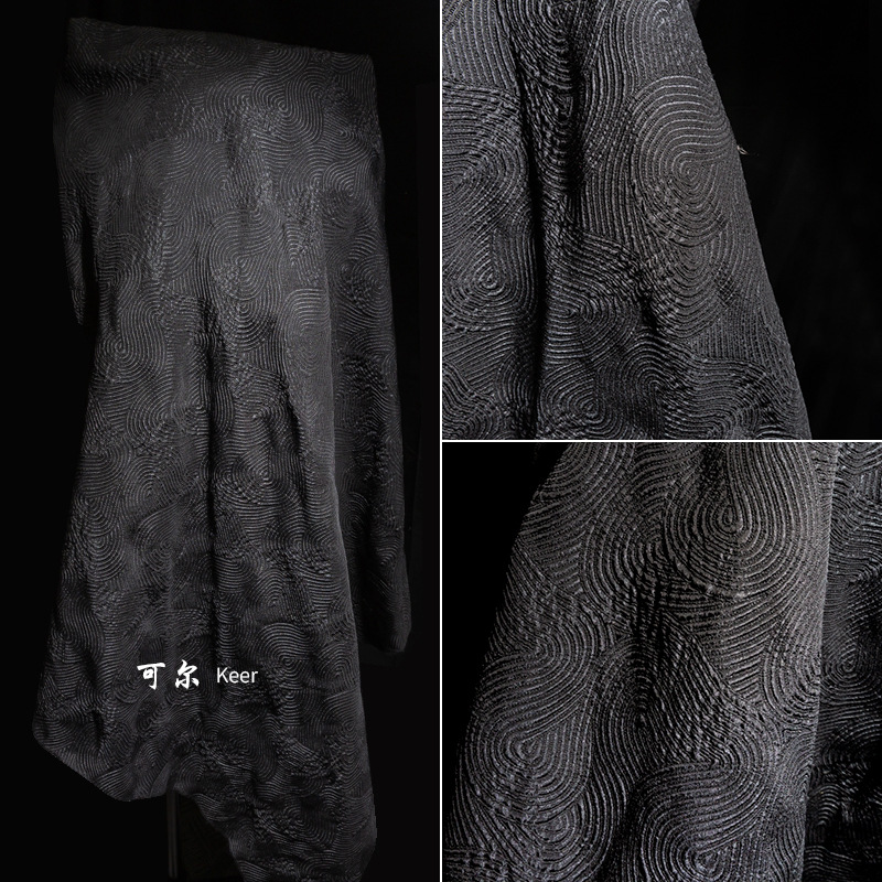 【小额批发】新款秋冬女装圈圈肌理设计师面料梭织涤纶提花面料