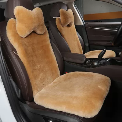 Seat Full Leather Cushion Car Wool pad - 1-single-pad-khaki