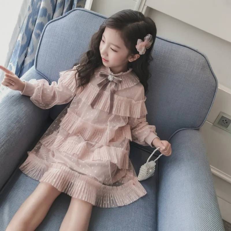 Girls' Spring and Autumn Princess Dress 2024 New Children's Long-sleeved dress Girl's Stylish Puffy Veil Dress Dance Girls' Spring and Autumn Princess Dress 2024 New Children's Long-sleeved dress Girl's Stylish Puffy Veil Dress Dance
