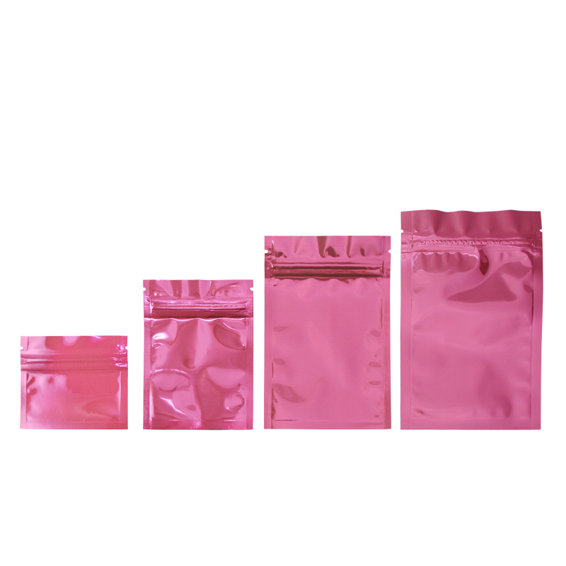 Bolsa ziplock de papel de aluminio de color brillante de doble cara bolsa de muestra aluminizada bolsa de embalaje de alimentos cosméticos en polvo
