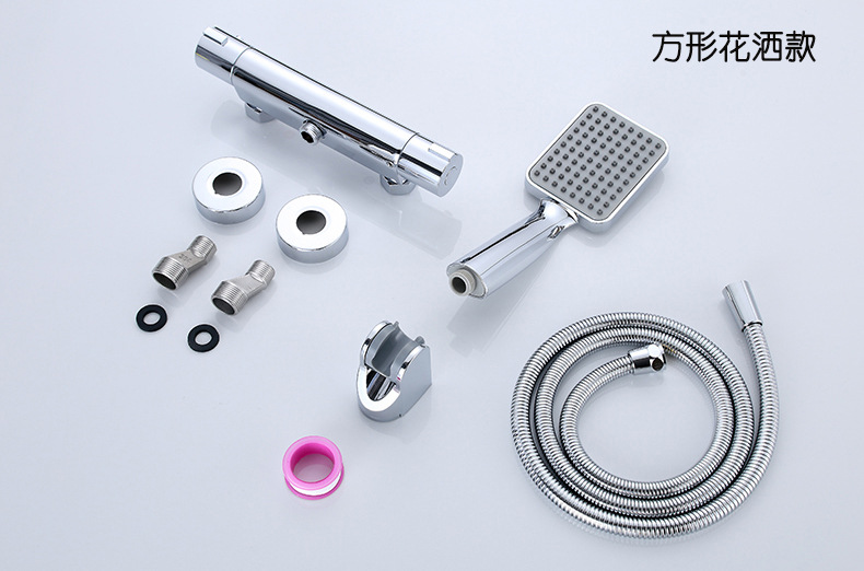 All-copper bathroom cold and hot constant temperature mixing valve, simple temperature control shower faucet, wall-mounted bathtub shower head set undefined