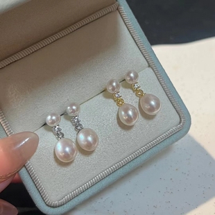 Natural Freshwater Pearl Earrings Classic Simple Joker Silver Pin Earrings Exquisite No Pick People Daily Dress Wholesale