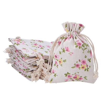 10*14 printing Cotton and hemp Bundle pocket Cartoon pattern Chinese herbal medicine Sachet Linen Bag Drawstring Cloth bag