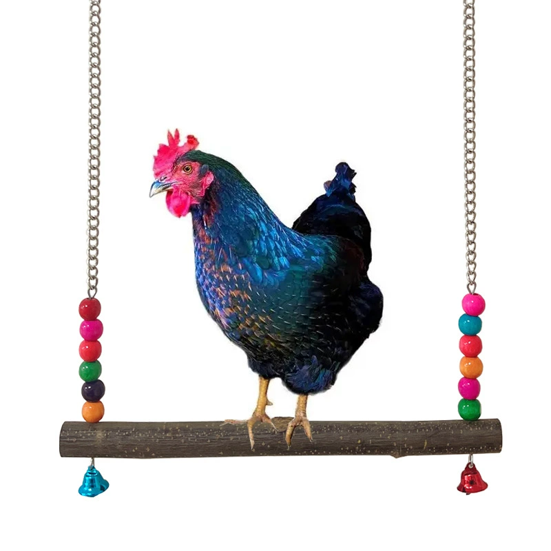 Средний и большой попугай качели домашнее животное курица куриный петух красочные бусины бревенчатая подставка палка натуральные деревянные качели шлифовальный коготь