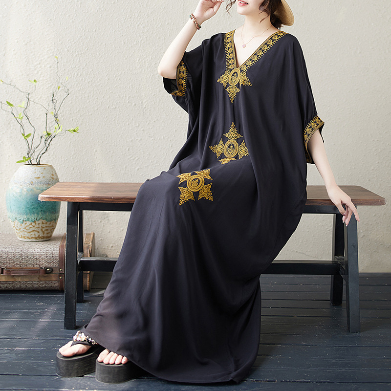 New Women's Embroidered Solid Color Elegant Holiday Bohemian Super Long dress High Waist Elegant Skirt New Women's Embroidered Solid Color Elegant Holiday Bohemian Super Long dress High Waist Elegant Skirt