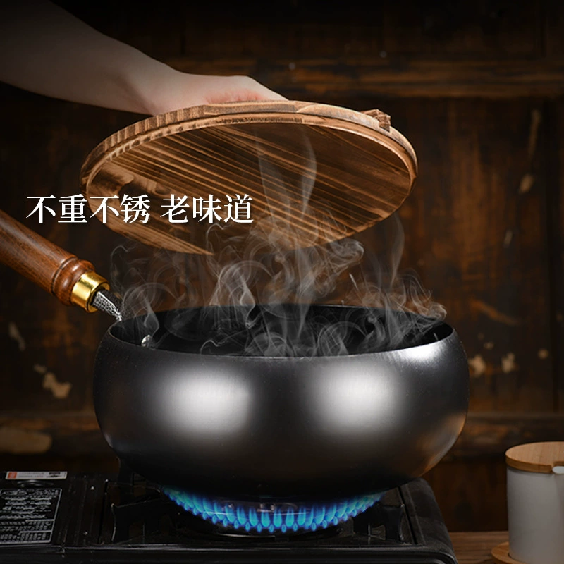 Завод источник Zhangqiu Большой живот pot железная кастрюля ручной кованый мини маленькая воковая кастрюля для тушения без покрытия и без прилипчивости