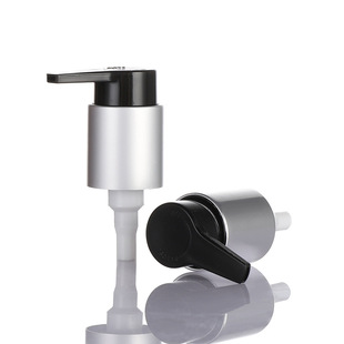 Manufacturer Customized 24-Tooth Long Flat Mouth Half-Pack Cutting Head Press Pump Head Silver Anodized Aluminum Luoquan Plastic Lotion Pump