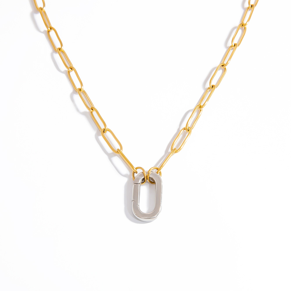 All Seasons Season PVD Coated Real Gold Plated Geometric 304 Stainless Steel Elegant Lady Affordable Luxury Style Waterproof Non Tarnish 304 Stainless Steel Heart Clasp Closure Pendant Necklace