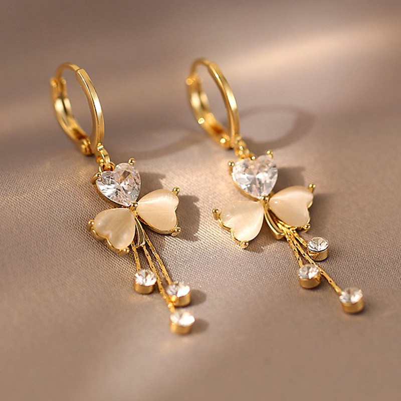 1 Pair Modern Style Leaf Inlay Copper Zircon Earrings display picture 1