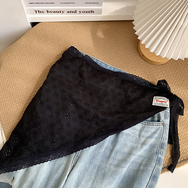 Pañuelo en la cabeza, estilo pastoral femenino de verano, moda multiusos, encaje, cortina de pedos, bufanda triangular de todo fósforo, cintura, bufanda en la cabeza de todo fósforo, banda para el cabello