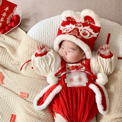 Baby clothes winter 2023 baby girl's quilted and thickened baby clothes 100-year-old one-piece bodysuit rompers