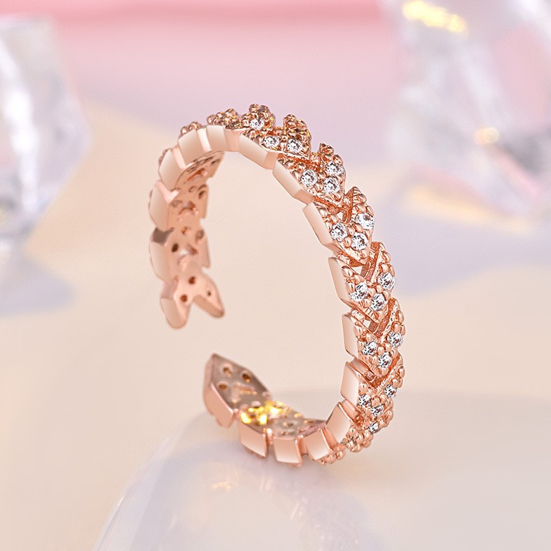 Fashion Simple Style Waves Copper Plating Metal Artificial Gemstones Open Ring