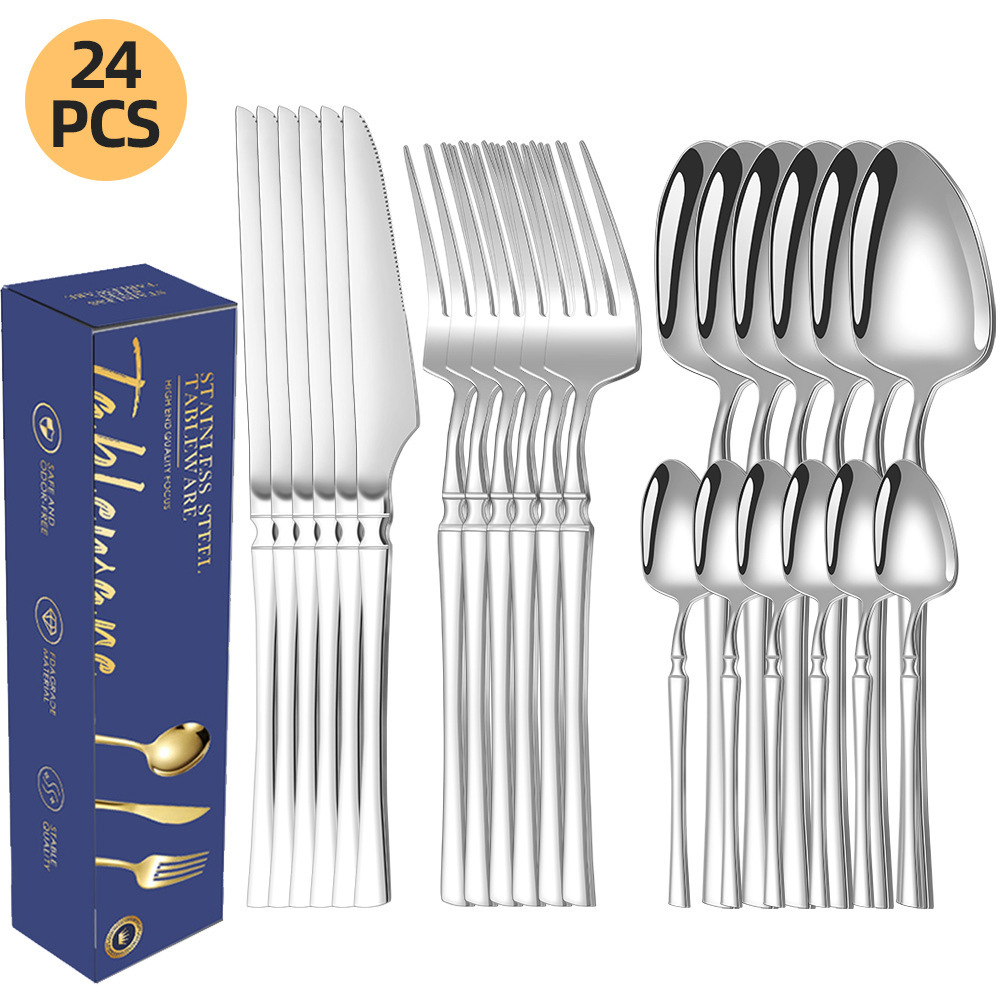 26 años de nuevo cuchillo y tenedor de acero inoxidable transfronterizo 16 / 24 / 30 piezas pequeño conjunto de cintura creativo cuchillo y tenedor de filete de comida occidental