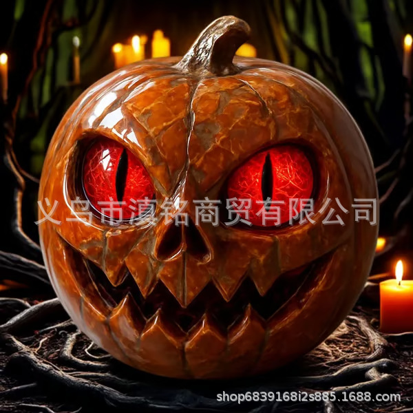 跨境爆款Halloween pumpkin head万圣节南瓜头摇摆鬼恐怖氛围装饰