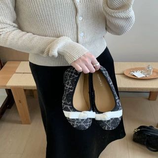 内增高！韩式蝴蝶结浅口单鞋女夏季一脚蹬芭蕾风玛丽珍鞋法式女鞋