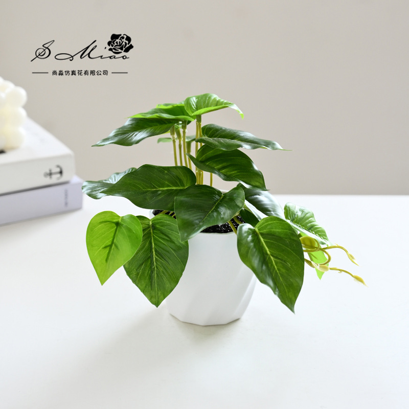 Flor artificial planta verde colgante cesta tortuga hoja pequeño bonsai flor artificial interior decoración creativa maceta artificial