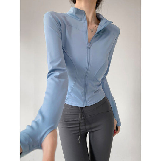 Lulu Sports Jacket Women's Autumn and Winter Quick-drying Zipper Yoga Top Running Cycling Climbing Tight Long-sleeved Fitness Clothes