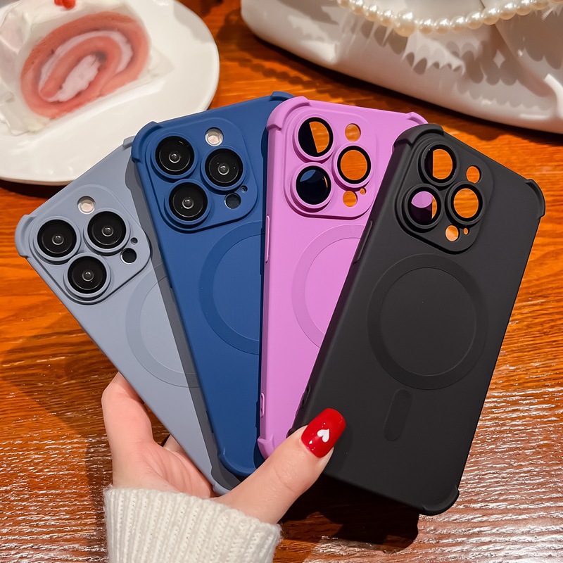Funda para teléfono móvil iPhone 17 PRO, con airbag líquido, succión magnética en las cuatro esquinas, película protectora para la lente de Apple 14, funda protectora de cobertura total