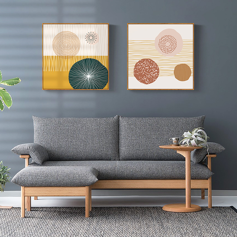 Nordic Style Living Room Decorative Painting Small Size Abstract Sofa Background Wall Hanging Painting Triptych Log Style Mural