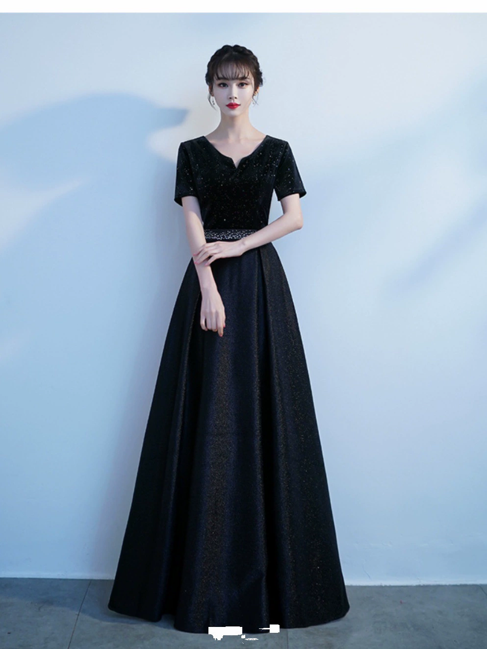 Black elegant evening dress, suit, high-quality style, city style