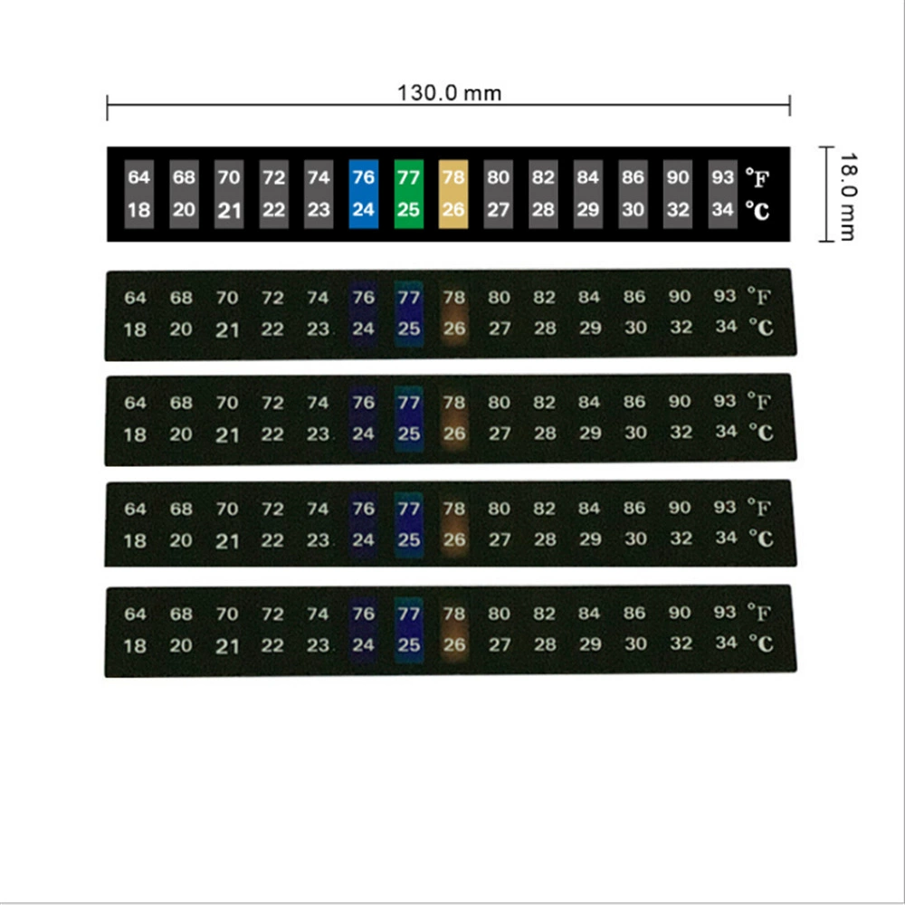 Aquarium, temperature measurement sticker, thermometer, horizontal version