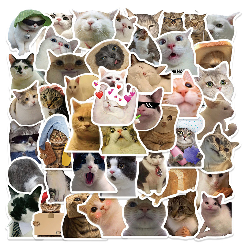 50 cross-border popular cartoon funny cat hand account stickers personalized graffiti luggage phone case guitar skateboard 50 cross-border popular cartoon funny cat hand account stickers personalized graffiti luggage phone case guitar skateboard
