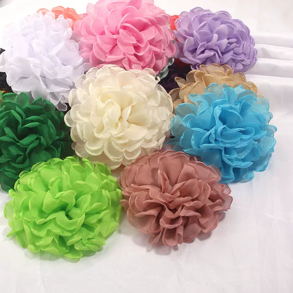 Best-selling in Europe and America: 10cm frayed edge chiffon flowers, handmade hair flowers, pet flowers, DIY bag and clothing floral accessories
