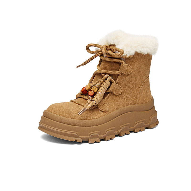 Botas de nieve de león antiguo para mujeres 2025 nuevas botas de invierno más gruesas botas cortas retrógradas con cuentas Merald Martin botas