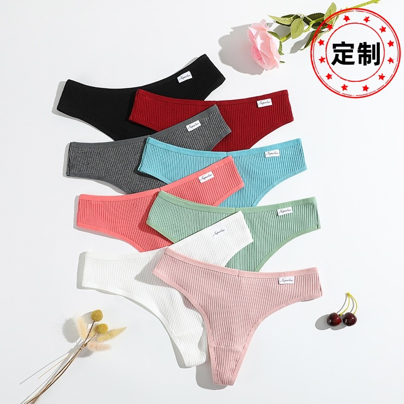 Nuevos pantalones en forma de T de niñas encaje abdominal de tornillo T de cintura baja de mujer transpirable algodón T procesamiento personalizado