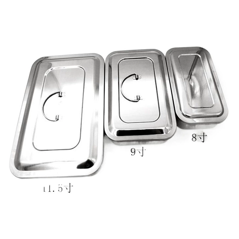 Коробка для стерилизации из нержавеющей стали 304 с крышкой, квадратная пластина с отверстием, лоток для хирургических инструментов, лоток для дезинфекции анти-йодинной обработки