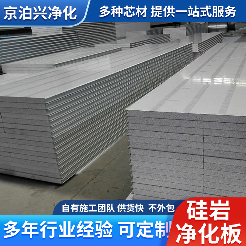 硅岩彩钢板 净化工程 隔墙板 A级防火 双层岩棉夹芯瓦 品牌厂家