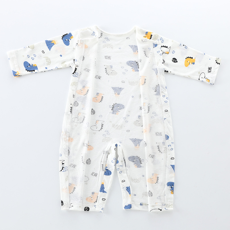 Venta al por mayor bebé mono primavera y verano delgada aire acondicionado ropa bebé pijamas manga larga mameluco recién nacido Ropa