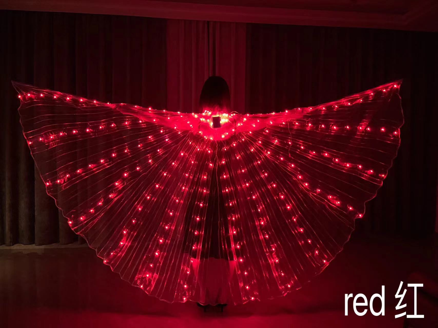 Halloween LED iluminado alas grandes alas 360 grados colorido adulto baile del vientre espectáculo de danza capa alas doradas