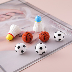 ミニサッカー樹脂アクセサリーdiyシミュレーションブルーボールバドミントンのキーホルダー