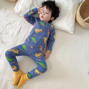 Happy Pig Children's Autumn and Winter Thick Boneless Autumn Clothes and Long Trousers Suit Baby Boys and Girls Cotton Cartoon Sanding Cotton Sweater