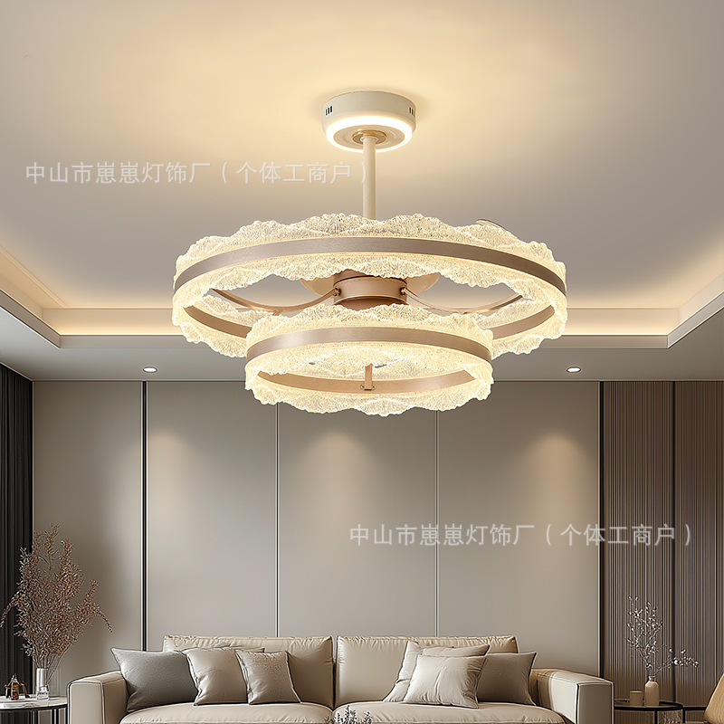 Living Room Fan Lamp New Light Luxury Ceiling Fan Lamp Integrated Restaurant Invisible Fan Lamp