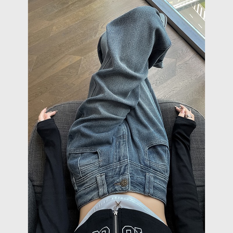 Herringbone Soft Jeans for Women Autumn and Winter 2025 New High-End High-Waist Draped Loose Straight Narrow Wide-Leg Pants Herringbone Soft Jeans for Women Autumn and Winter 2025 New High-End High-Waist Draped Loose Straight Narrow Wide-Leg Pants