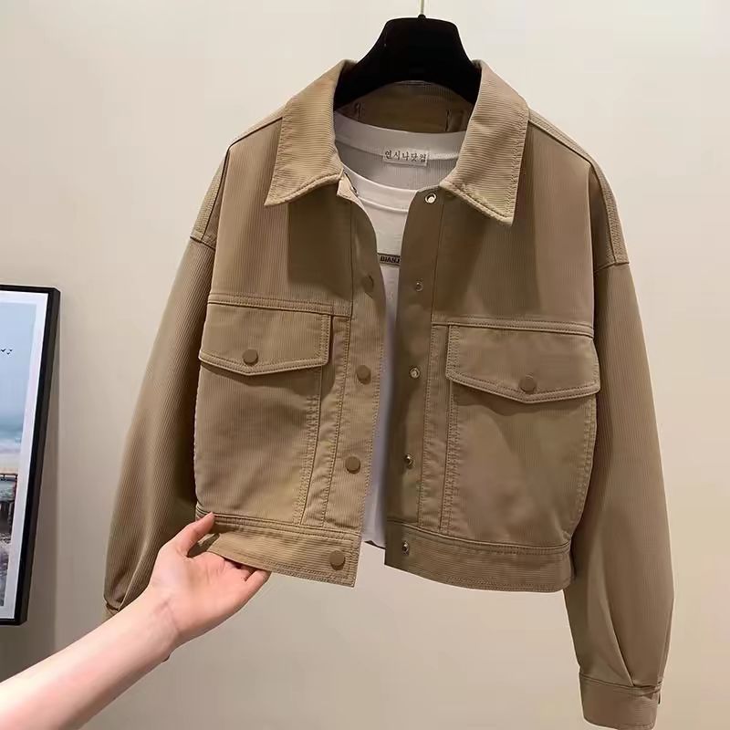 欧货新款工装短款小个子秋冬潮流宽松女工装短款外套新款夹克上衣|undefined