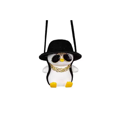 Duck Car Pendant Swing Car Rearview — Car hanging - rich-penguin-with-black-hat